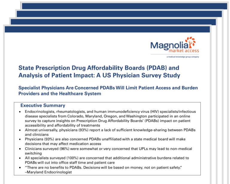 Specialist Physicians’ Perspectives on State PDABs: Access, Affordability, and Administrative Burden